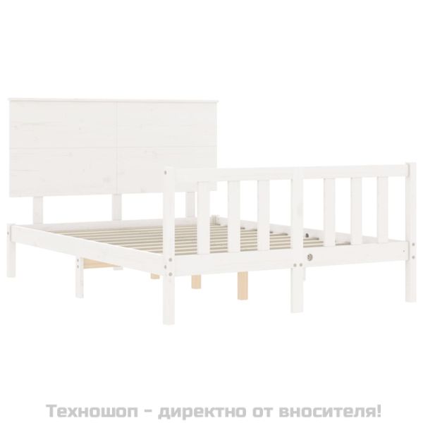 Рамка за легло без матрак, бял, 120x200 см, бор масив