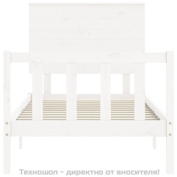 Рамка за легло без матрак, бял, 90x200 см, бор масив