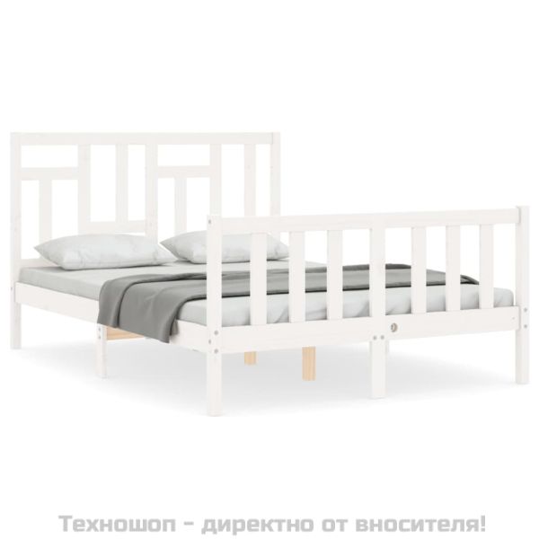 Рамка за легло с табла бяла Small Double масивна дървесина