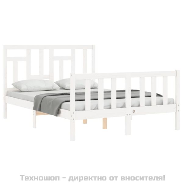 Рамка за легло с табла бяла Small Double масивна дървесина