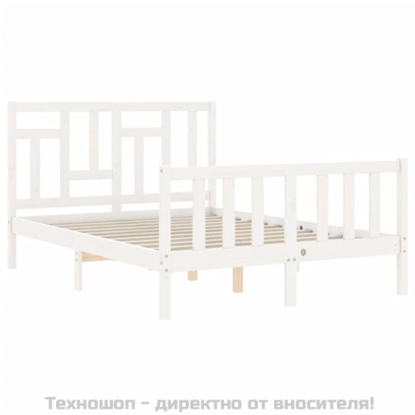 Рамка за легло с табла бяла Small Double масивна дървесина