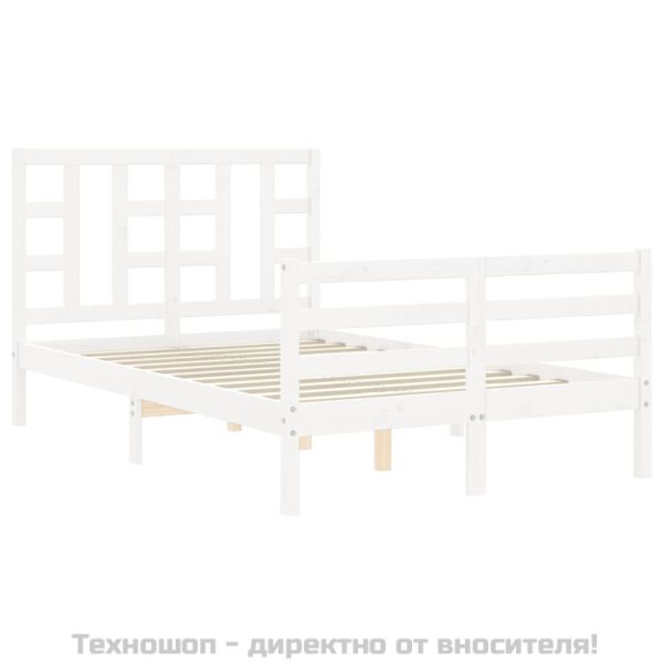 Рамка за легло с табла, бяла, 120х200 см, масивно дърво