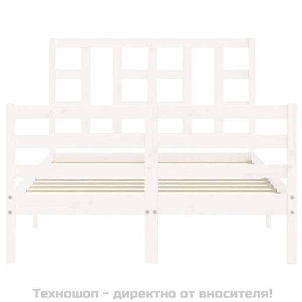 Рамка за легло с табла, бяла, 120х200 см, масивно дърво