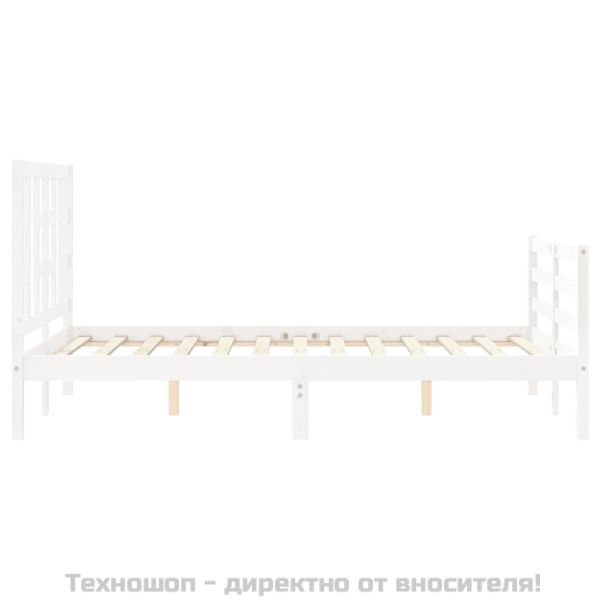 Рамка за легло с табла, бяла, 120х200 см, масивно дърво