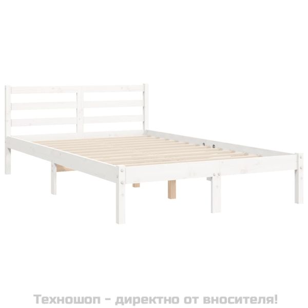 Рамка за легло с табла, бяла, 120х200 см, масивно дърво