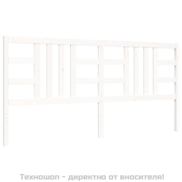 Рамка за легло с табла, бяла, 200x200 см, масивно дърво