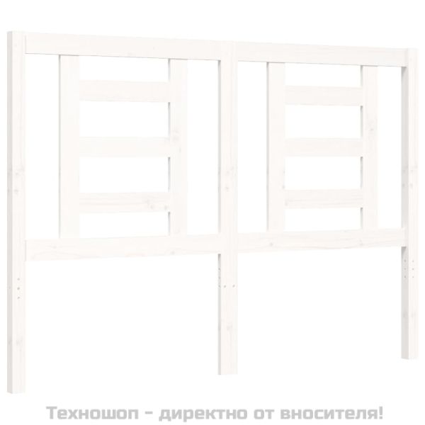 Рамка за легло с табла, бяла, 140х200 см, масивно дърво