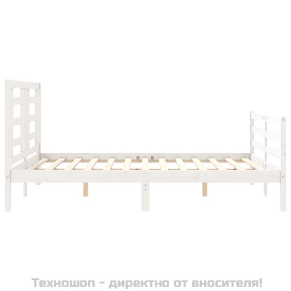 Рамка за легло с табла, бяла, 160х200 см, масивно дърво