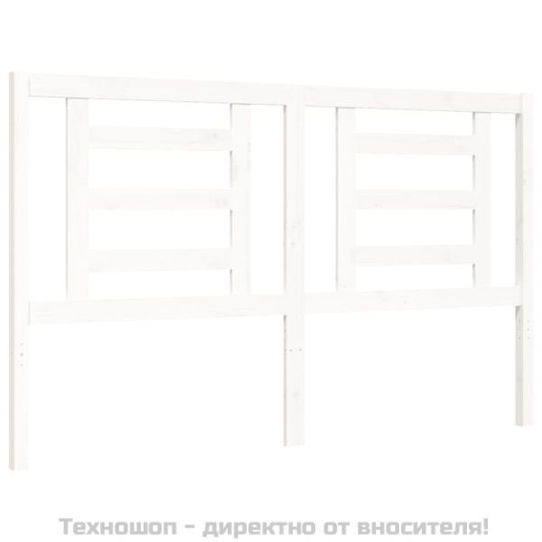 Рамка за легло с табла, бяла, 160х200 см, масивно дърво