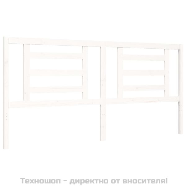 Рамка за легло с табла, бяла, 200x200 см, масивно дърво