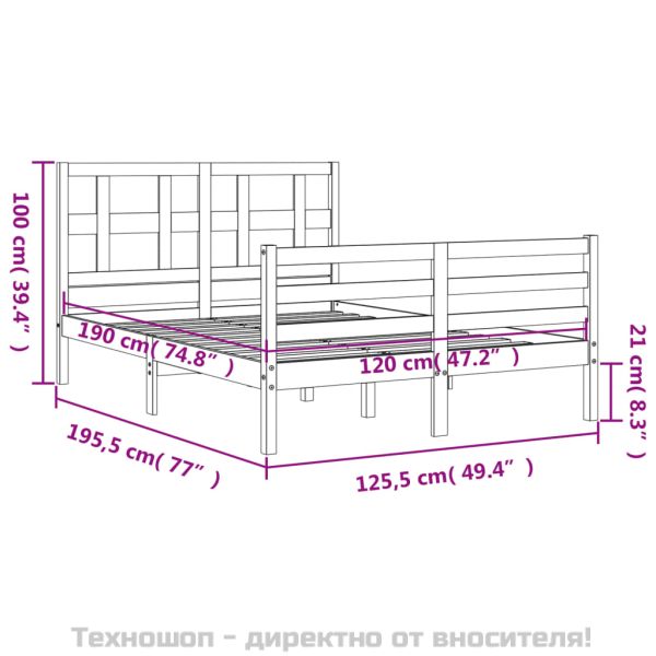 Рамка за легло с табла Small Double масивна дървесина