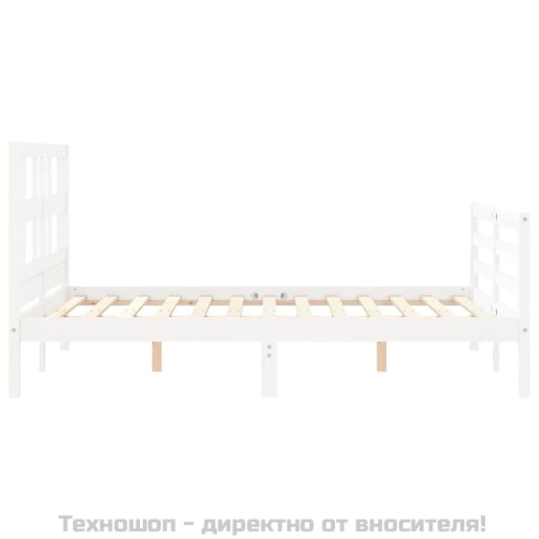 Рамка за легло с табла, бяла, 120х200 см, масивно дърво