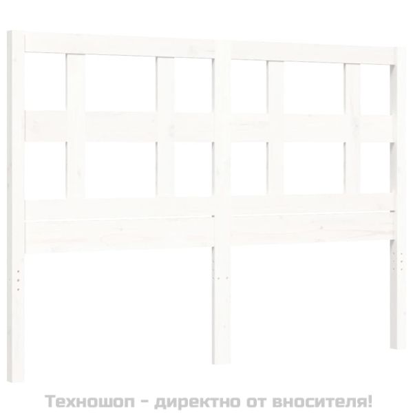 Рамка за легло с табла, бяла, 120х200 см, масивно дърво