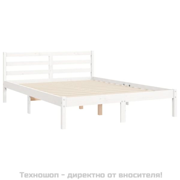 Рамка за легло с табла, бяла, 120х200 см, масивно дърво