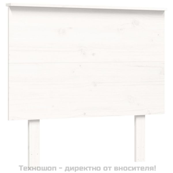 Рамка за легло с табла, бяла, 90x200 см, масивно дърво