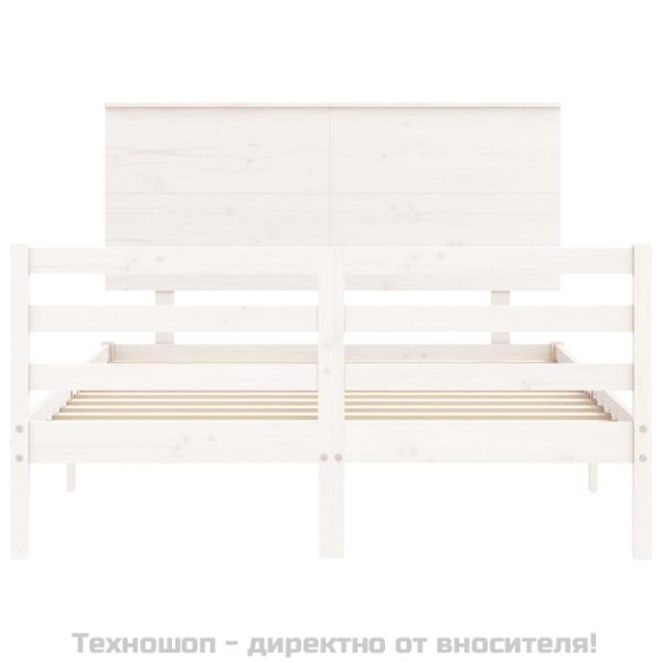 Рамка за легло с табла, бяла, 120х200 см, масивно дърво