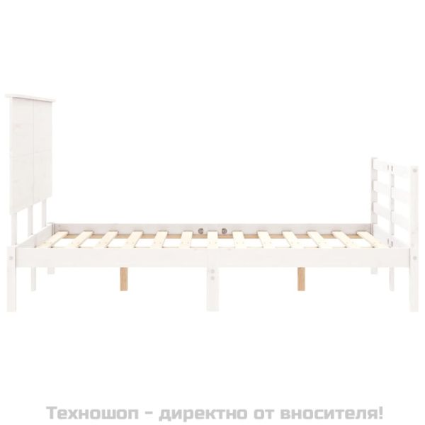 Рамка за легло с табла, бяла, 120х200 см, масивно дърво