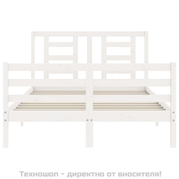 Рамка за легло с табла, бяла, 120х200 см, масивно дърво
