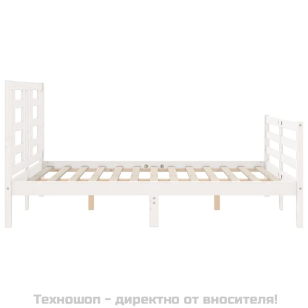 Рамка за легло с табла, бяла, 120х200 см, масивно дърво