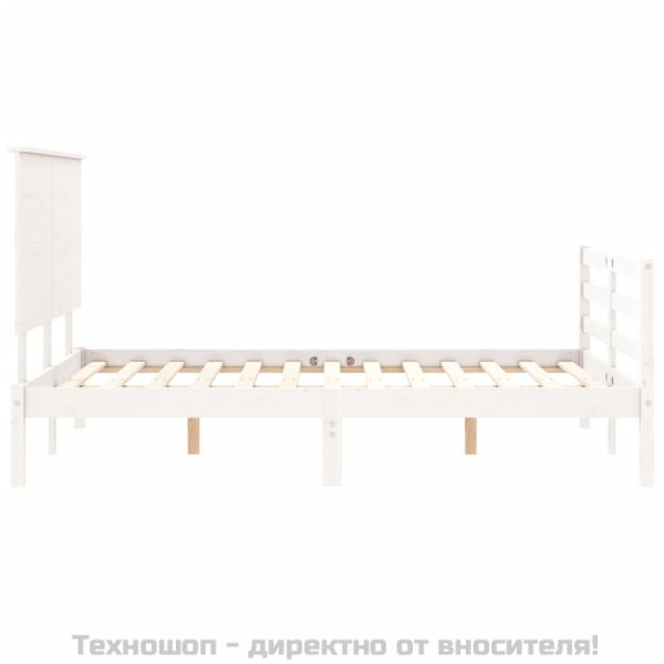 Рамка за легло с табла, бяла, 140х200 см, масивно дърво