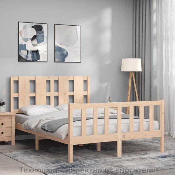 Рамка за легло без матрак, 140x190 см, масивна чамова дървесина
