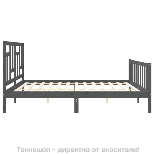 Рамка за легло с табла, сива, 200х200 см, масивно дърво