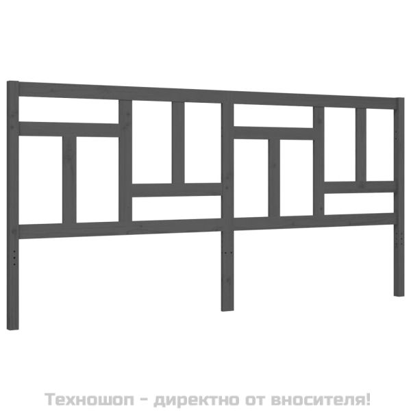 Рамка за легло с табла, сива, 200х200 см, масивно дърво