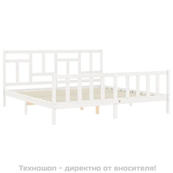 Рамка за легло без матрак, бял, 200x200 см, бор масив