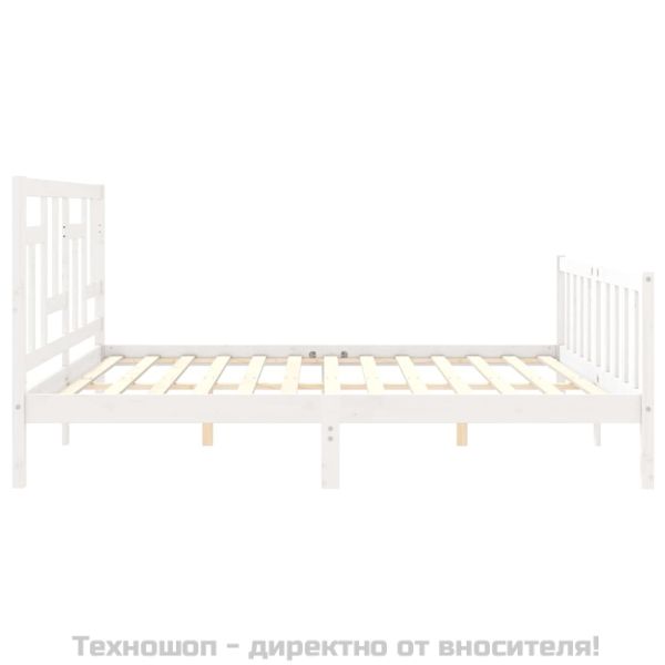 Рамка за легло без матрак, бял, 200x200 см, бор масив
