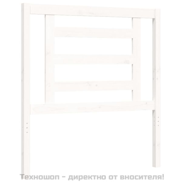 Рамка за легло с табла, бяла, 90x200 см, масивно дърво