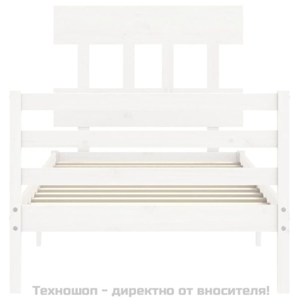 Рамка за легло с табла, бяло, 100x200 см, масивно дърво
