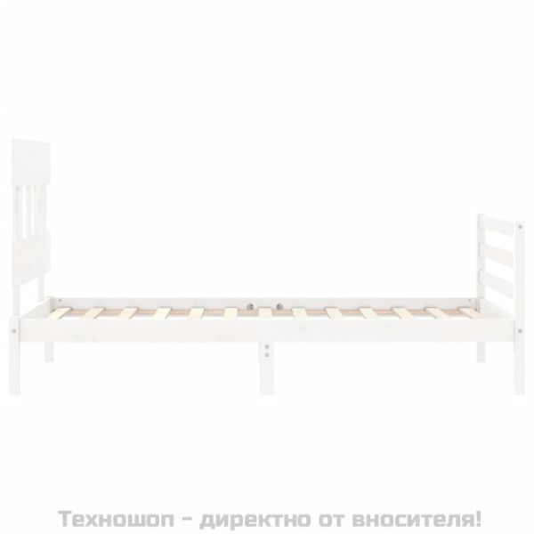 Рамка за легло с табла, бяло, 100x200 см, масивно дърво