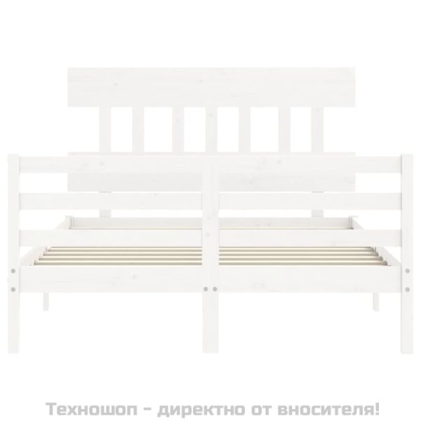 Рамка за легло с табла, бяла, 120х200 см, масивно дърво