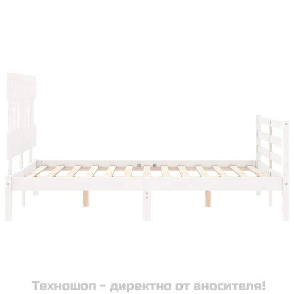 Рамка за легло с табла, бяла, 120х200 см, масивно дърво