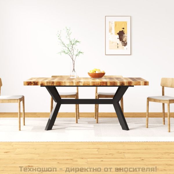 Трапезна маса, мангово дърво масив, стоманена основа, 180 cм