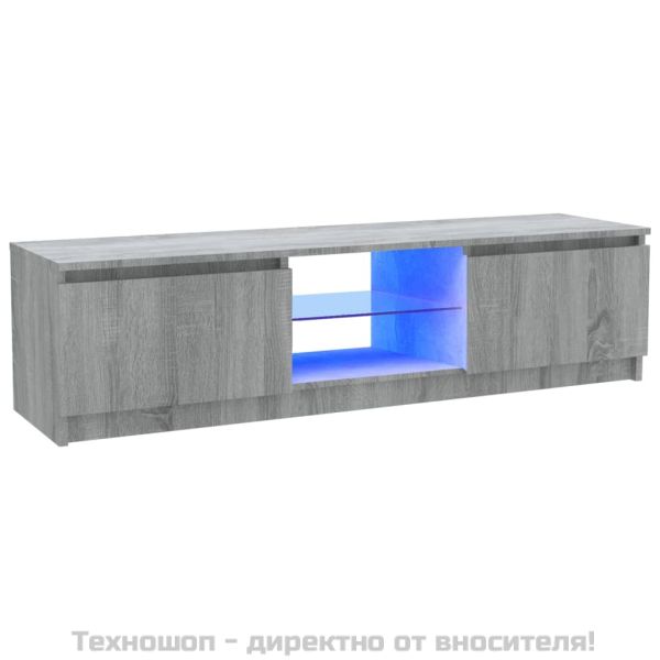ТВ шкаф с LED осветление, сив сонома, 120x30x36 см