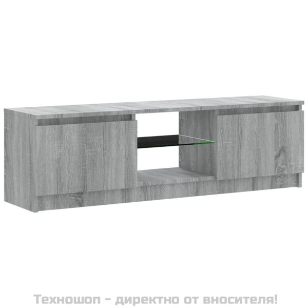 ТВ шкаф с LED осветление, сив сонома, 120x30x36 см