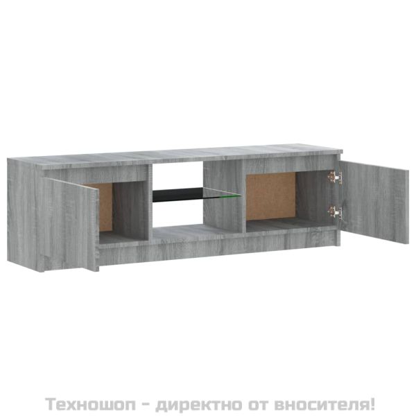 ТВ шкаф с LED осветление, сив сонома, 120x30x36 см
