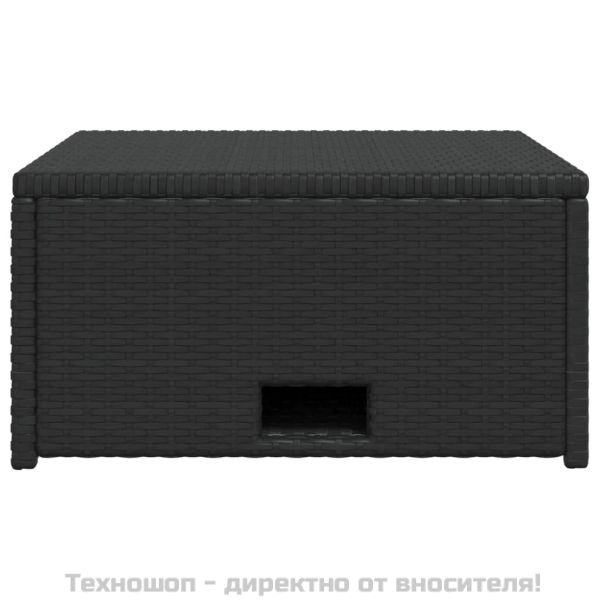 Градински комплект с възглавници, 4 части, черен полиратан