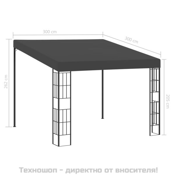 Шатра за стенен монтаж, 3x3 м, антрацит, текстил