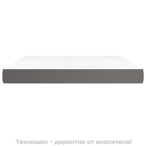 Матрак с покет пружини сив 180x200x20 см изкуствена кожа