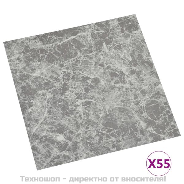 Самозалепващи подови дъски, 55 бр, PVC, 5,11 м², бетонно сиви