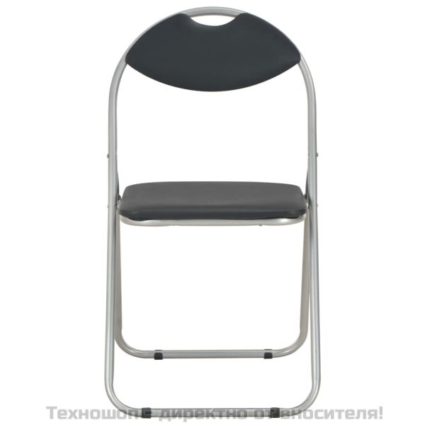 Сгъваеми трапезни столове, 2 бр, черни, изкуствена кожа