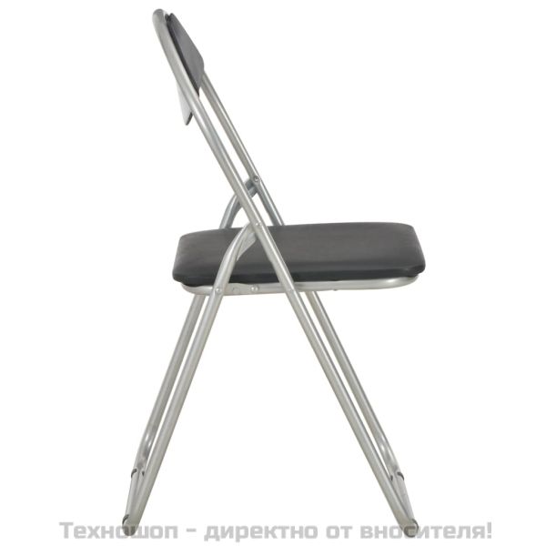 Сгъваеми трапезни столове, 2 бр, черни, изкуствена кожа