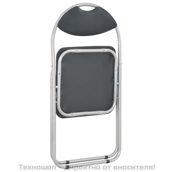 Сгъваеми трапезни столове, 2 бр, черни, изкуствена кожа