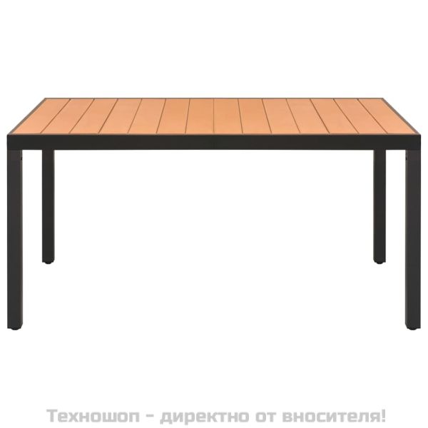 Градински трапезен комплект, 7 части, черно и кафяво