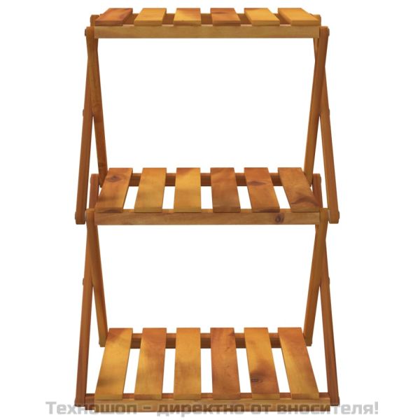 3-етажна сгъваема етажерка кафява 43x31x63 см масивна акация