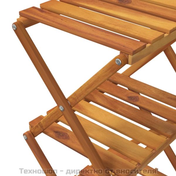 3-етажна сгъваема етажерка кафява 43x31x63 см масивна акация