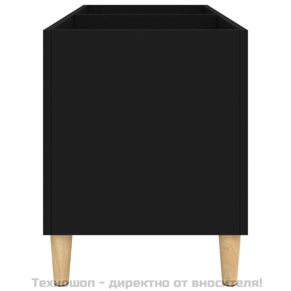 Шкаф за грамофонни плочи черен 74,5x38x48 см инженерно дърво
