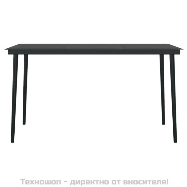 Градински трапезен комплект от 5 части, черeн, PVC ратан